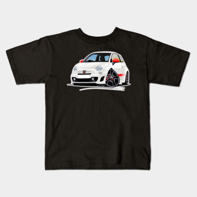 Fiat 500 Abarth White Kids T-Shirt by y30man5